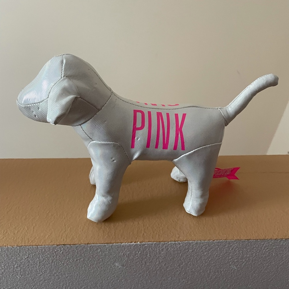 Pink mascot dog stuffed animal